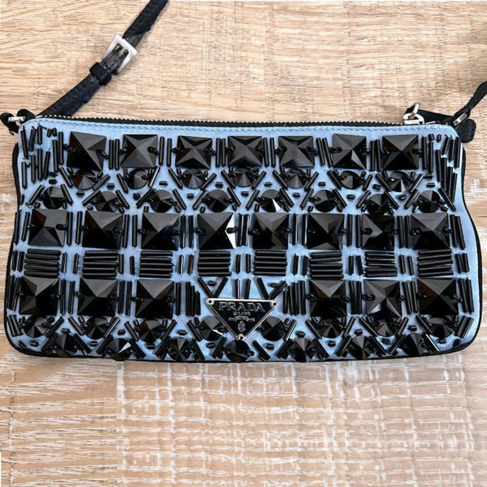 Vintage PRADA Art Deco Beaded Satin Clutch - Picture 5 of 10